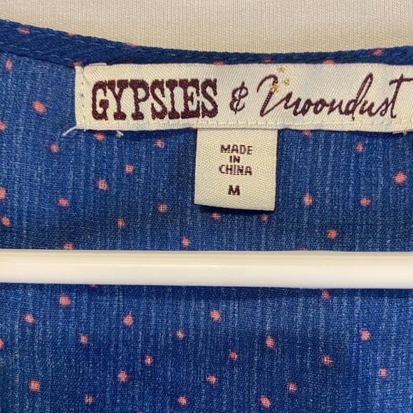 Anthropologie Gypsie & Moon dust  Sheer Cardigan Womens Medium Blue & Pink Dots - Picture 3 of 7